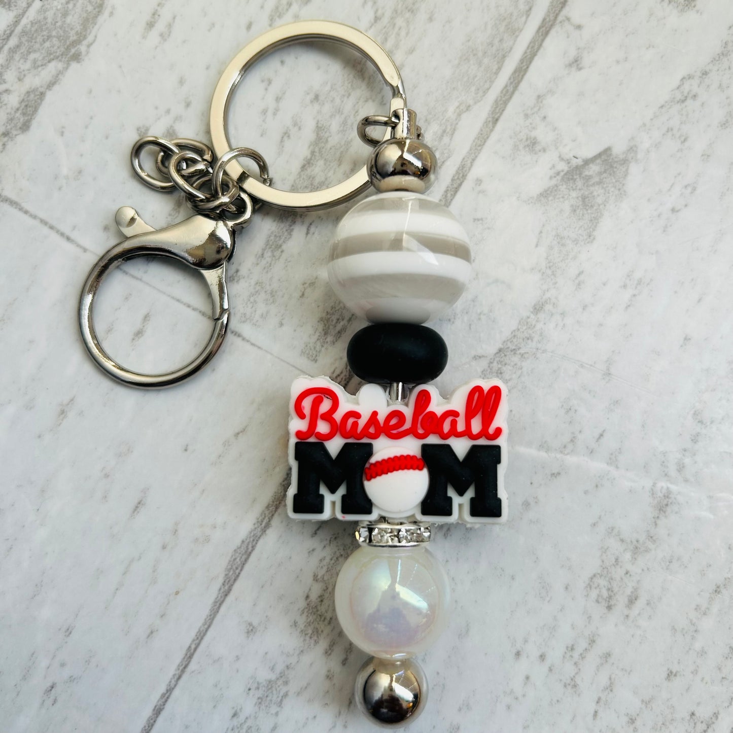 Beaded Keychain • Mom - Baseball
