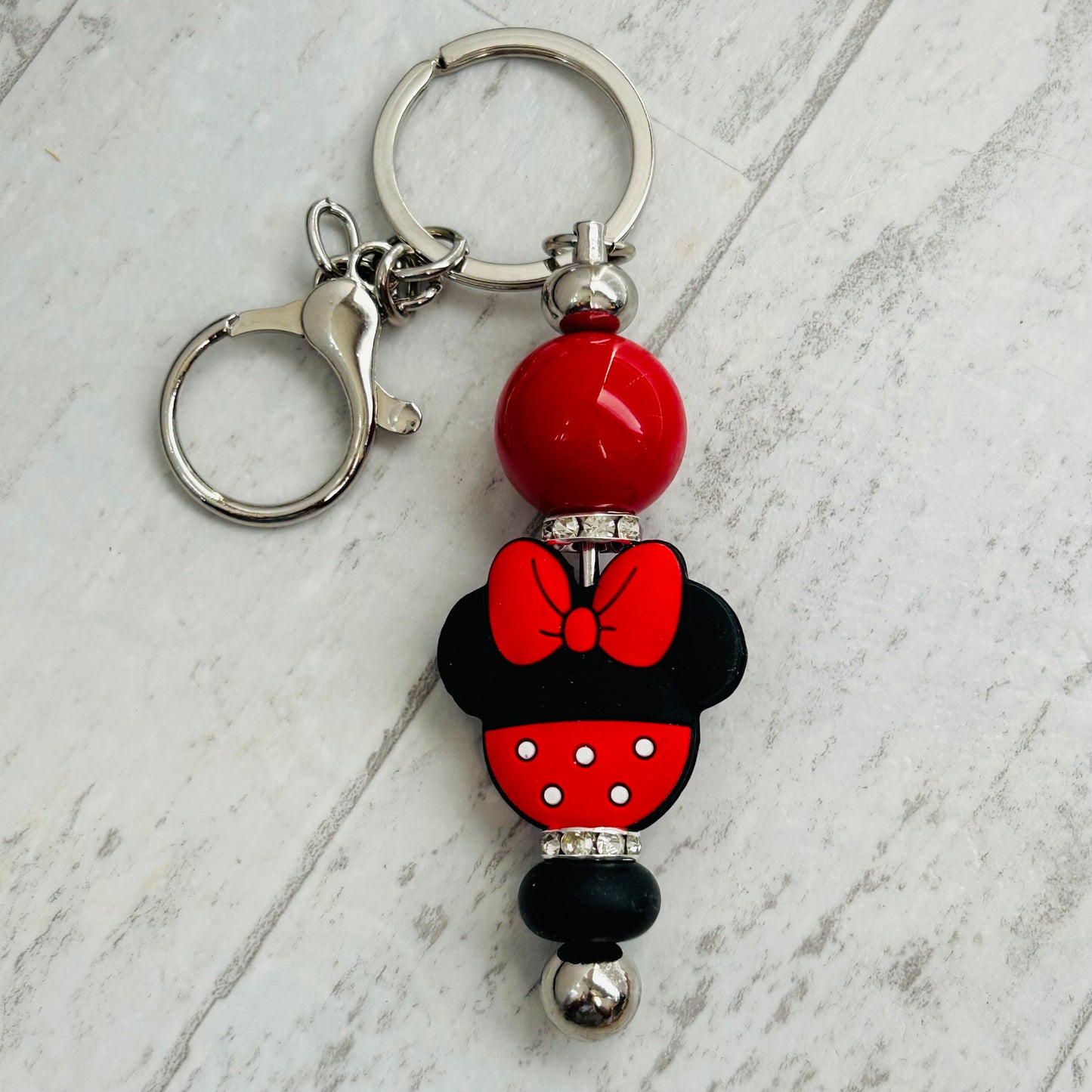 Beaded Keychain • Bowtique Red