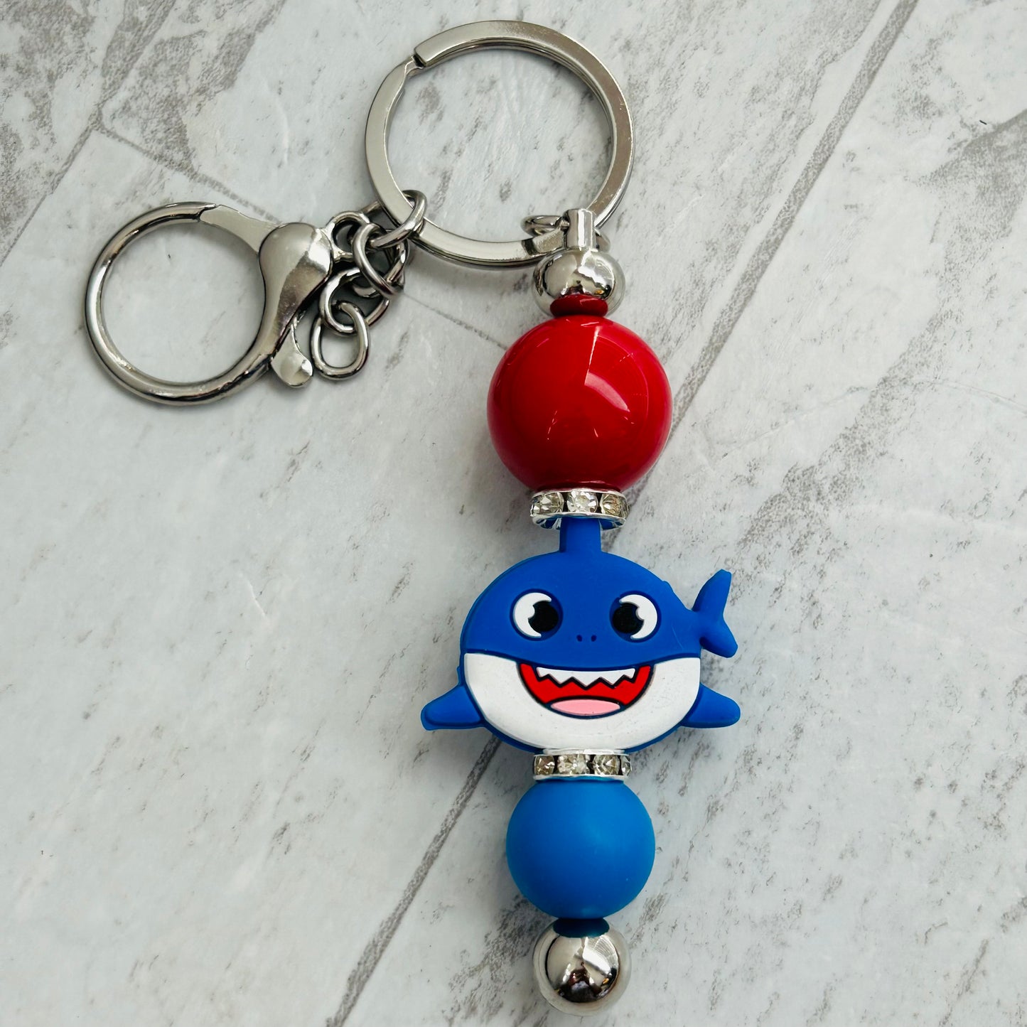Beaded Keychain • Shark - Blue