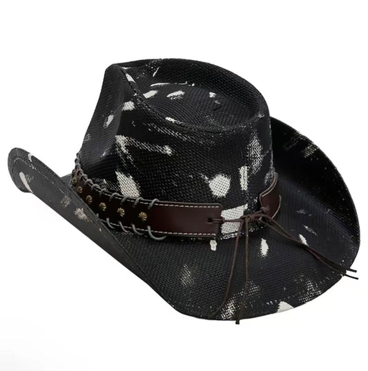 Cowboy Hat • (Black) Longhorn Paint Splatter
