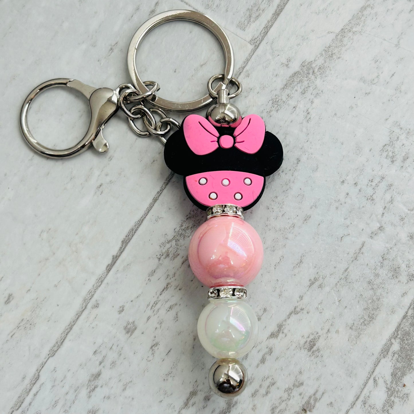 Beaded Keychain • Bowtique Pink