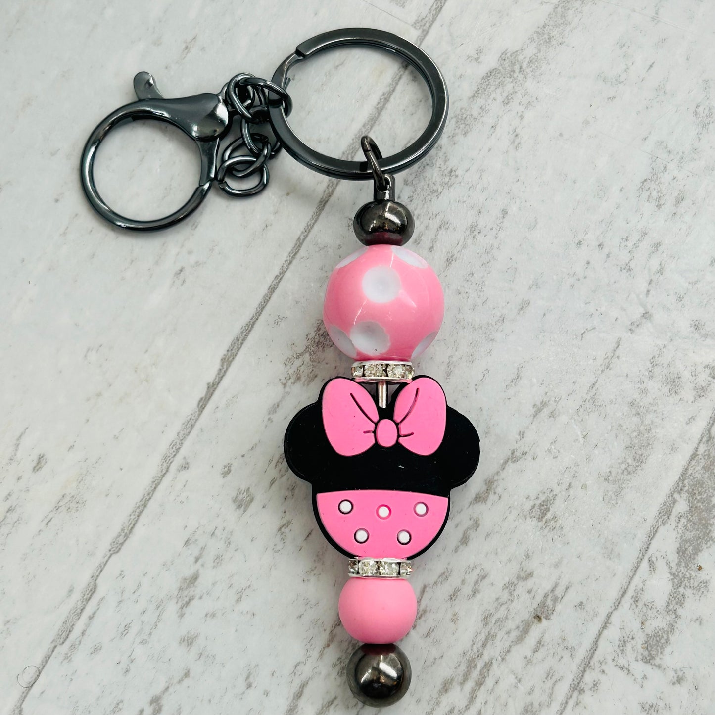 Beaded Keychain • Bowtique Pink