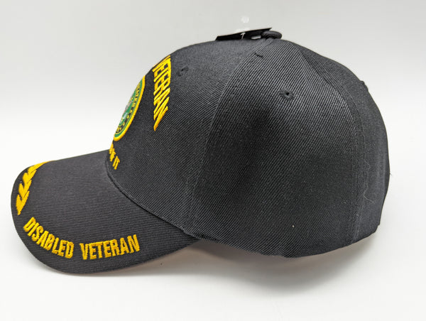 Cap • Disabled Veteran • Black • Leaf Brim