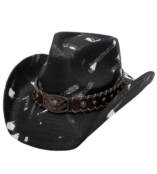 Cowboy Hat • (Black) Longhorn Paint Splatter