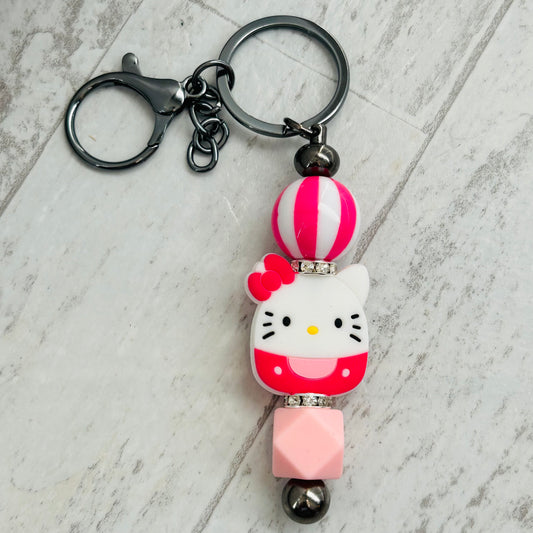Beaded Keychain • Kitty - Pink