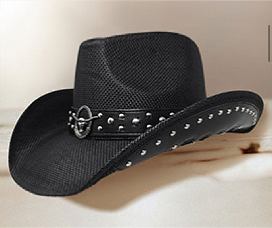 Cowboy Hat • Brim Design (Black) Longhorns