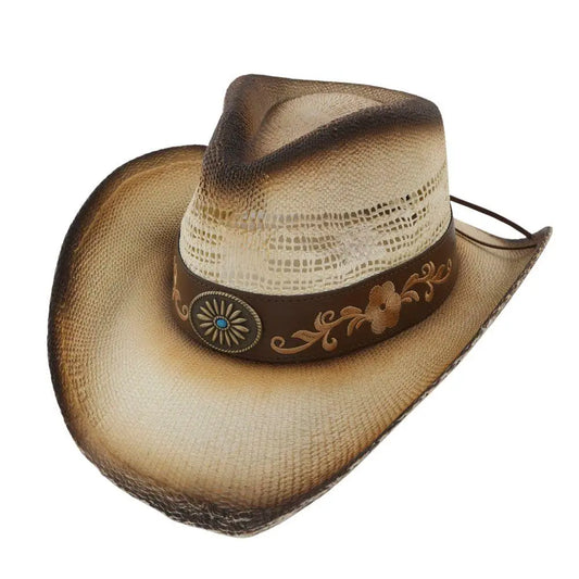 Cowboy Hat • Brim Design (Natural) Medallion
