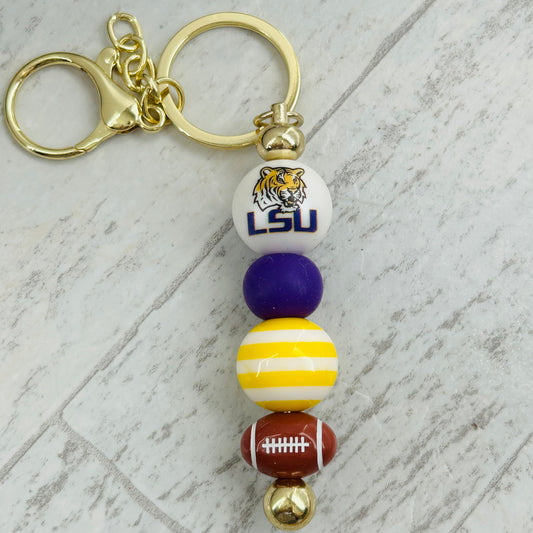 Beaded Keychain • LSU