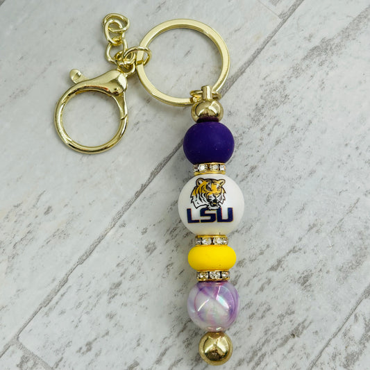 Beaded Keychain • LSU