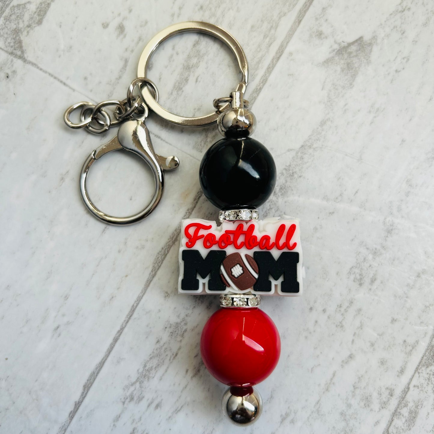 Beaded Keychain • Mom - Football