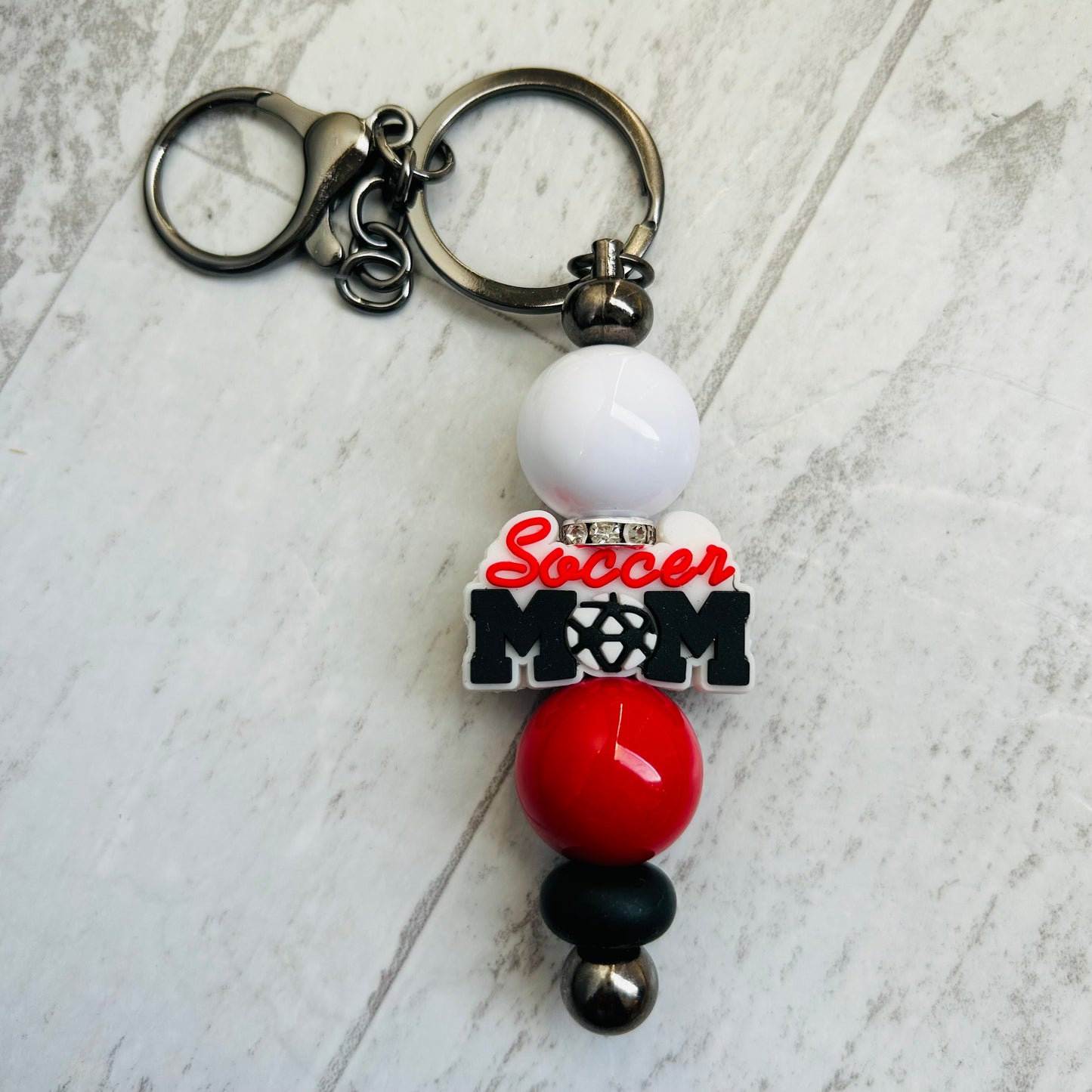 Beaded Keychain • Mom - Soccer