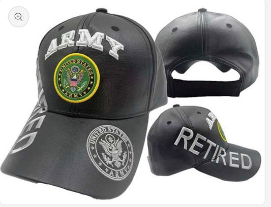 Cap • Army Retired • Seal • Black Leather