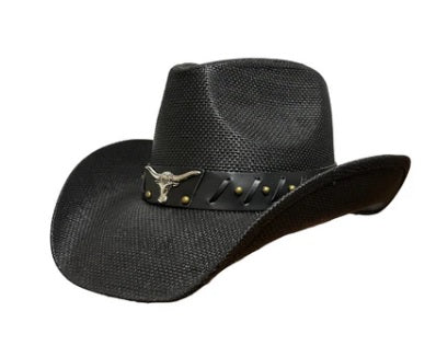 Cowboy Hat • (Black) Longhorn Head