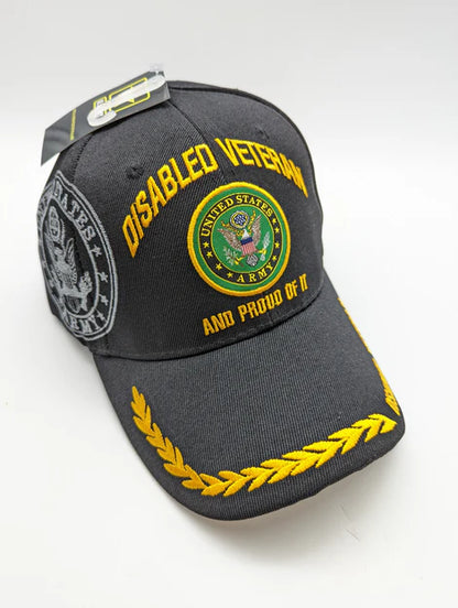 Cap • Disabled Veteran • Black • Leaf Brim