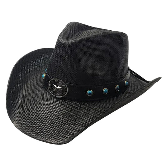 Cowboy Hat • (Black) Star Turquoise Stones