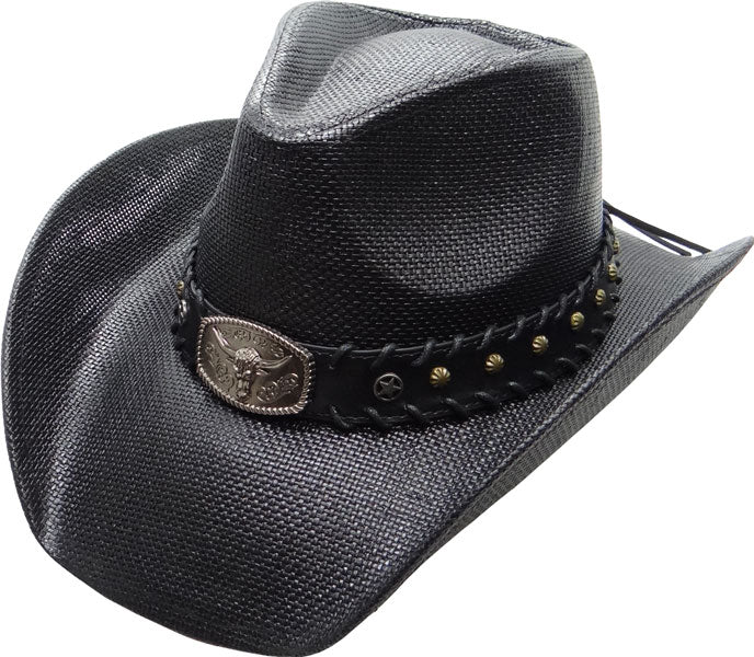 Cowboy Hat • (Black) Longhorn Studded