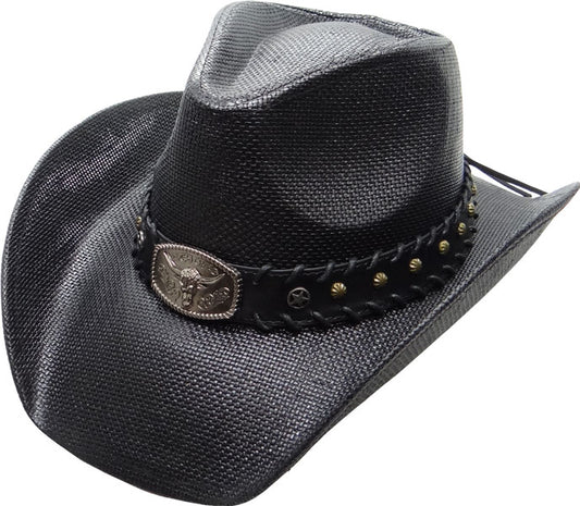 Cowboy Hat • (Black) Longhorn Studded