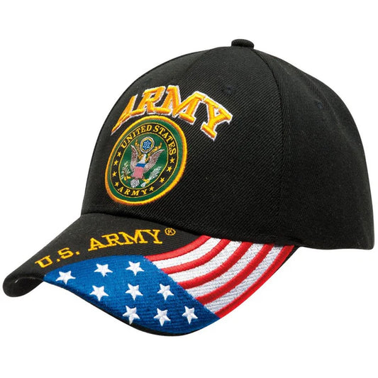 Cap • Army Seal • Black • Flag Brim